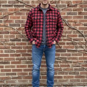 St. John's Bay Red and Black Flannel Plaid Shirt, Shacket